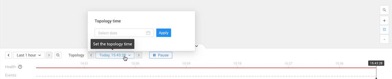 Use the popup "Set the topology time" to specify a topology time